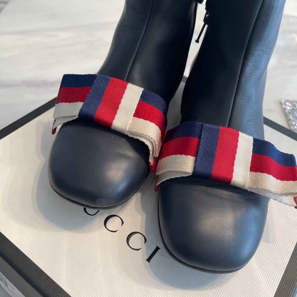 Girls leather bow Gucci ankle Boots